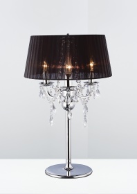 Olivia Polished Chrome-Black Crystal Table Lamps Diyas Shaded Table Lamps